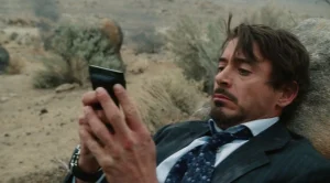Iron Man using n LG Wing phone