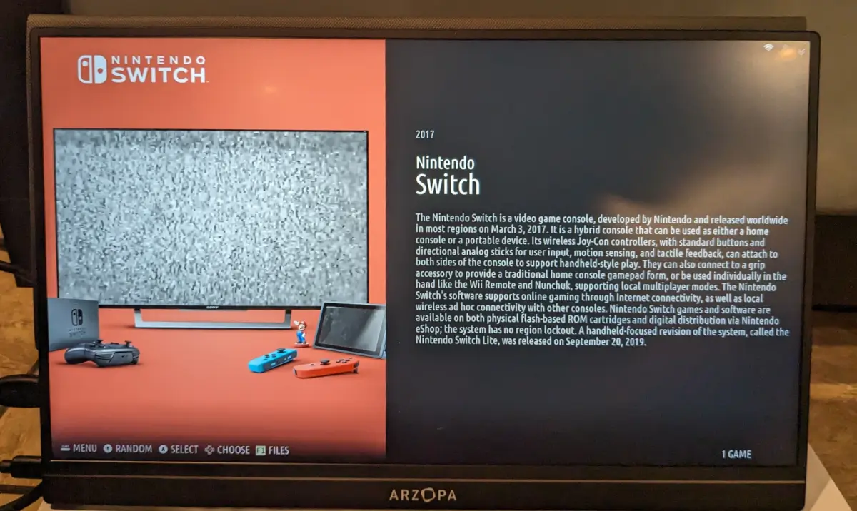 Nintedo Switch menu on Batocera