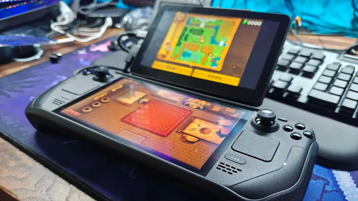 Nifty angle of the Steam Deck 3DS OLED