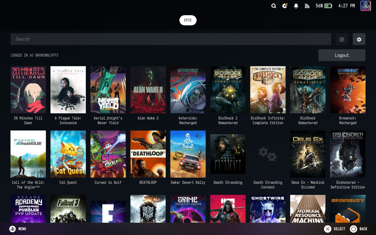 Epic Games on Steam Deck with Junk-Store Library