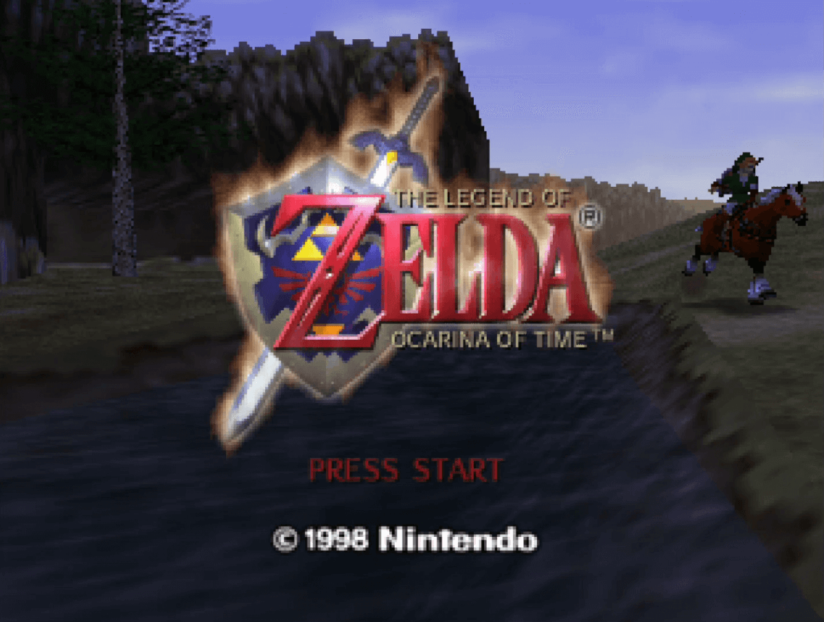 Screenshot of the Ocarina of Time title screen.