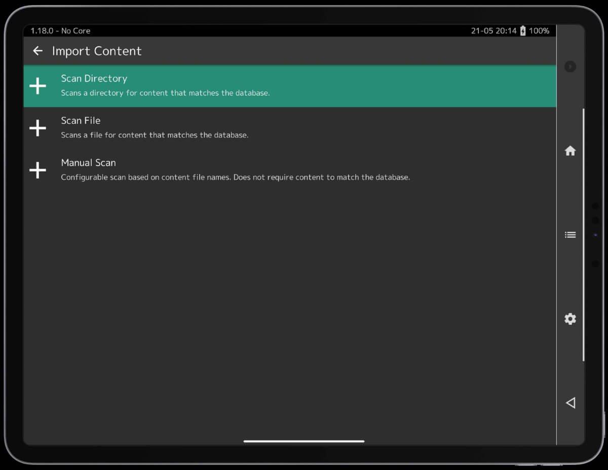 RetroArch on iPhone and iPad Main Screen