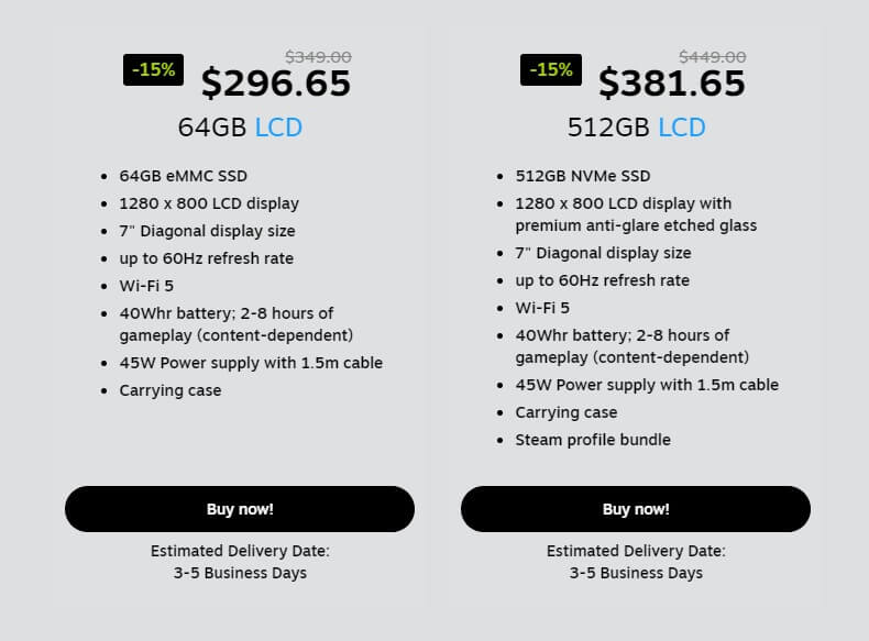 Steam Deck LCD sales