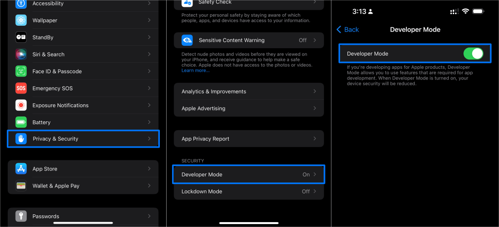 iPhone Developer Mode