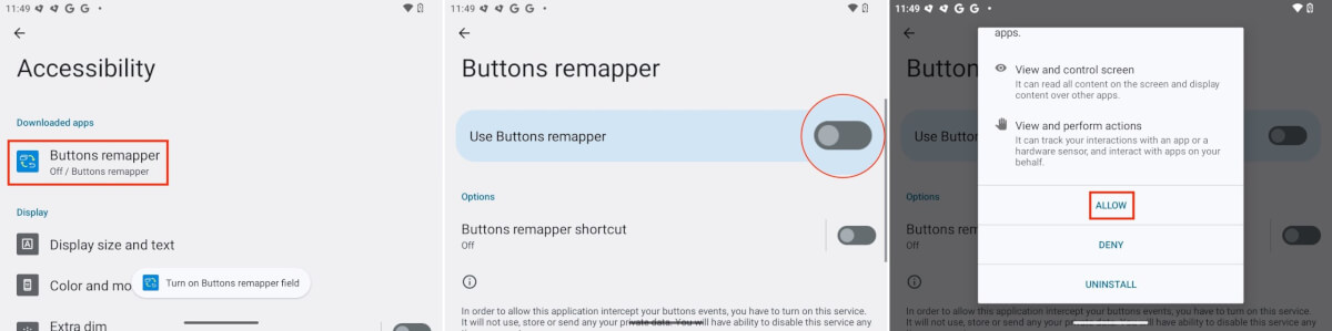 Enable Button Remapper in Accessibility