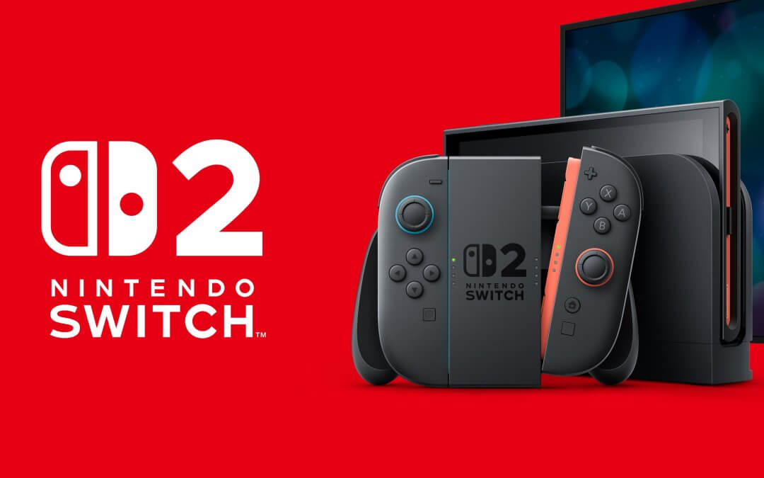 Nintendo Switch 2 with red background