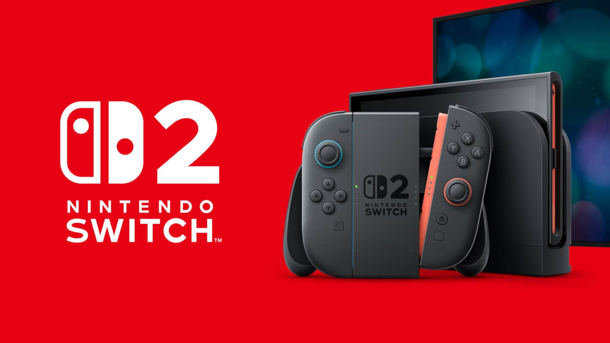 Nintendo Switch 2 with red background