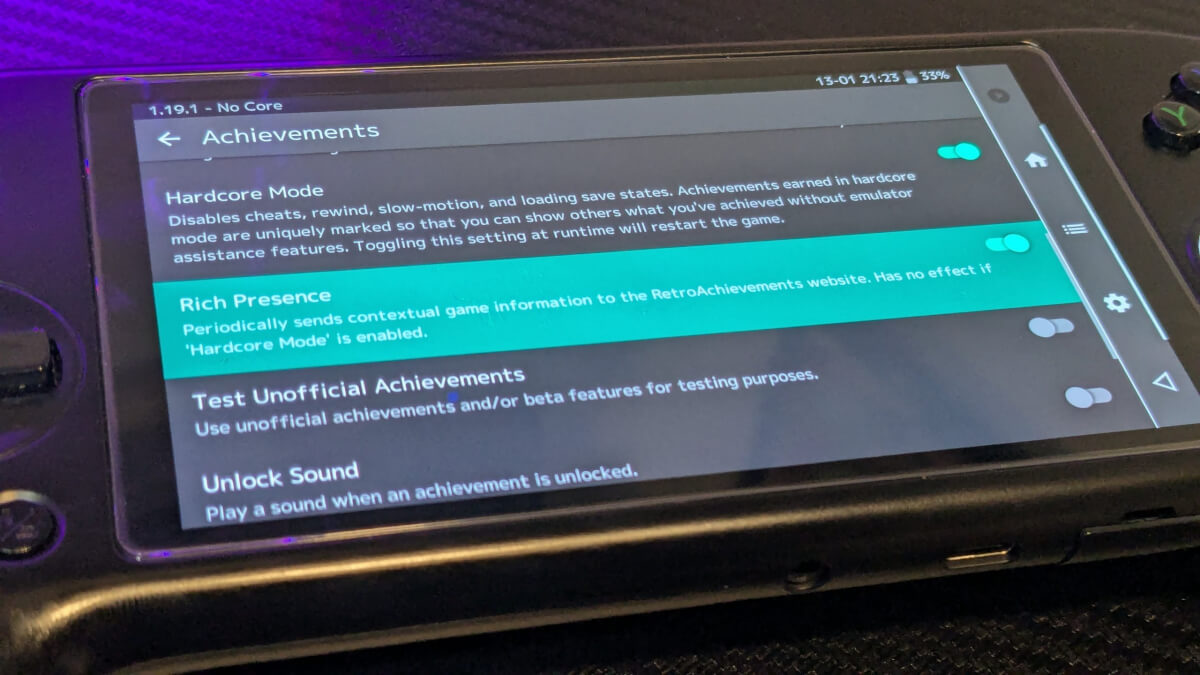 RetroAchievements Hardcore Mode in RetroArch