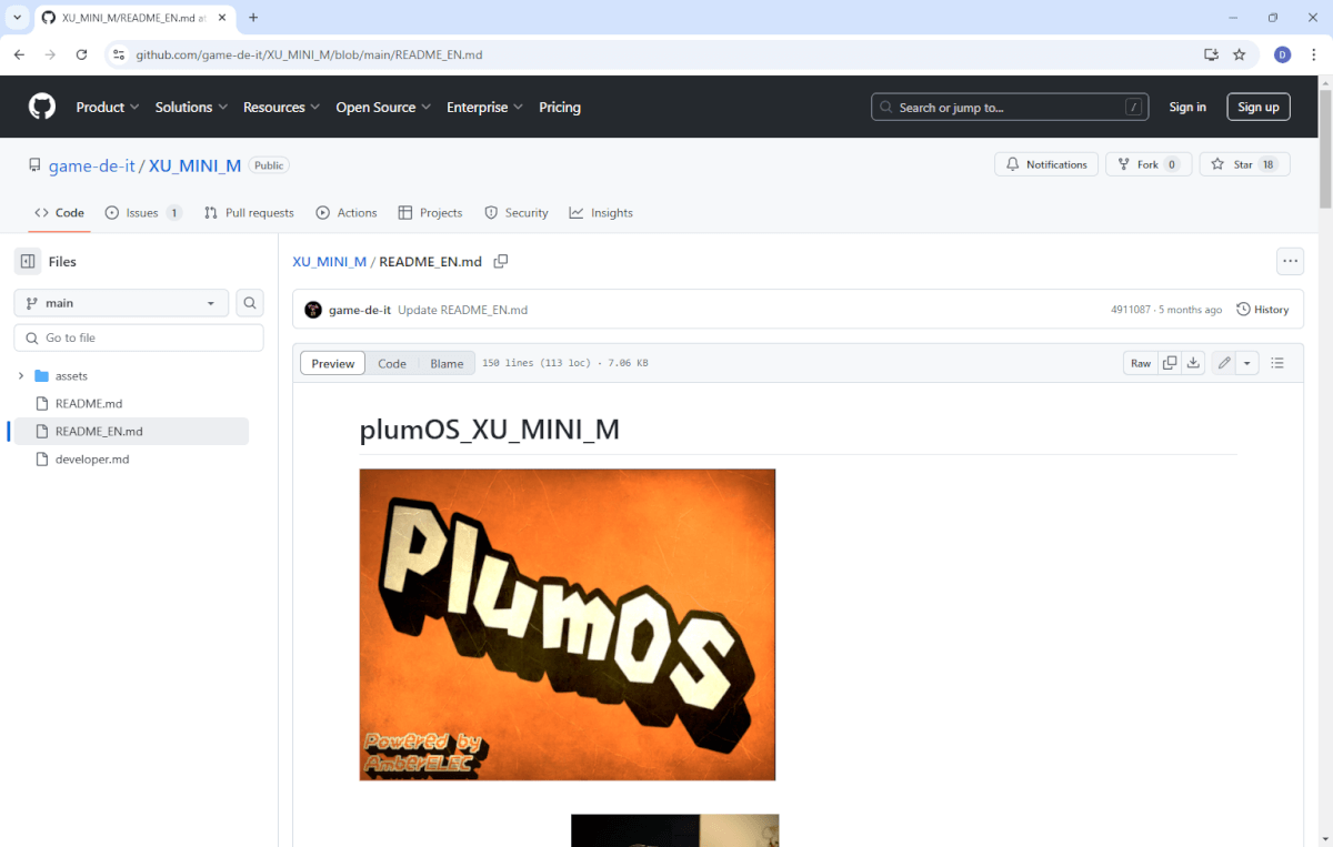 The correct PlumOS GitHub page