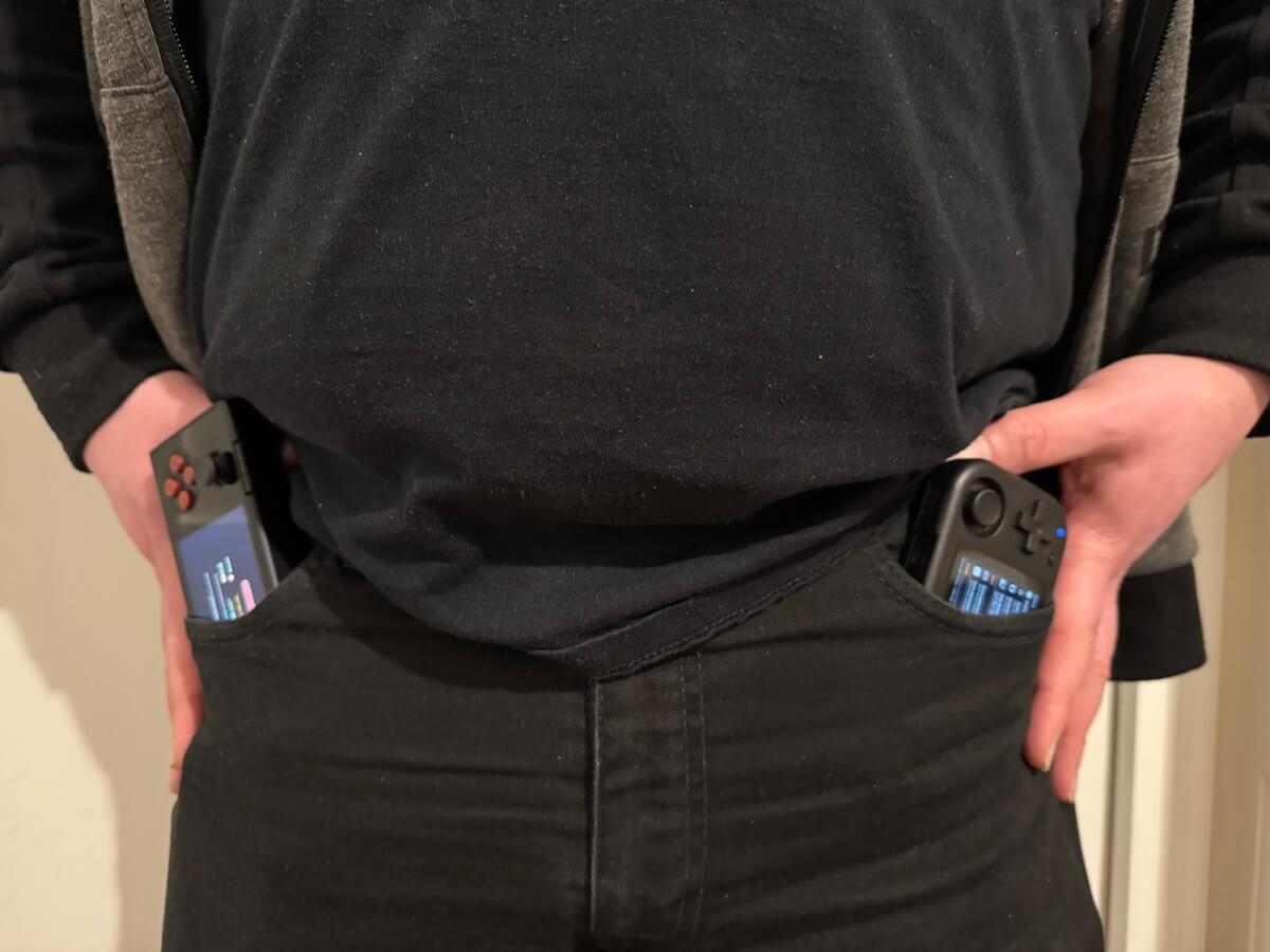 2 Micro handhelds in pockets